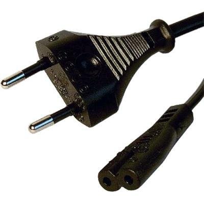 Cables Direct 420556 - 2m Euro Male 2 Pin To Figure 8 (C7) Power Lead Black
