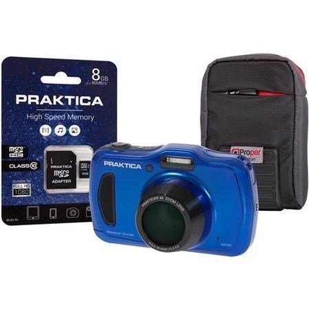 Praktica WP240-BL 8GBCASE - Luxmedia WP240 Wtprf Blue Camera Kit inc 8GB MicroSD Card & Case